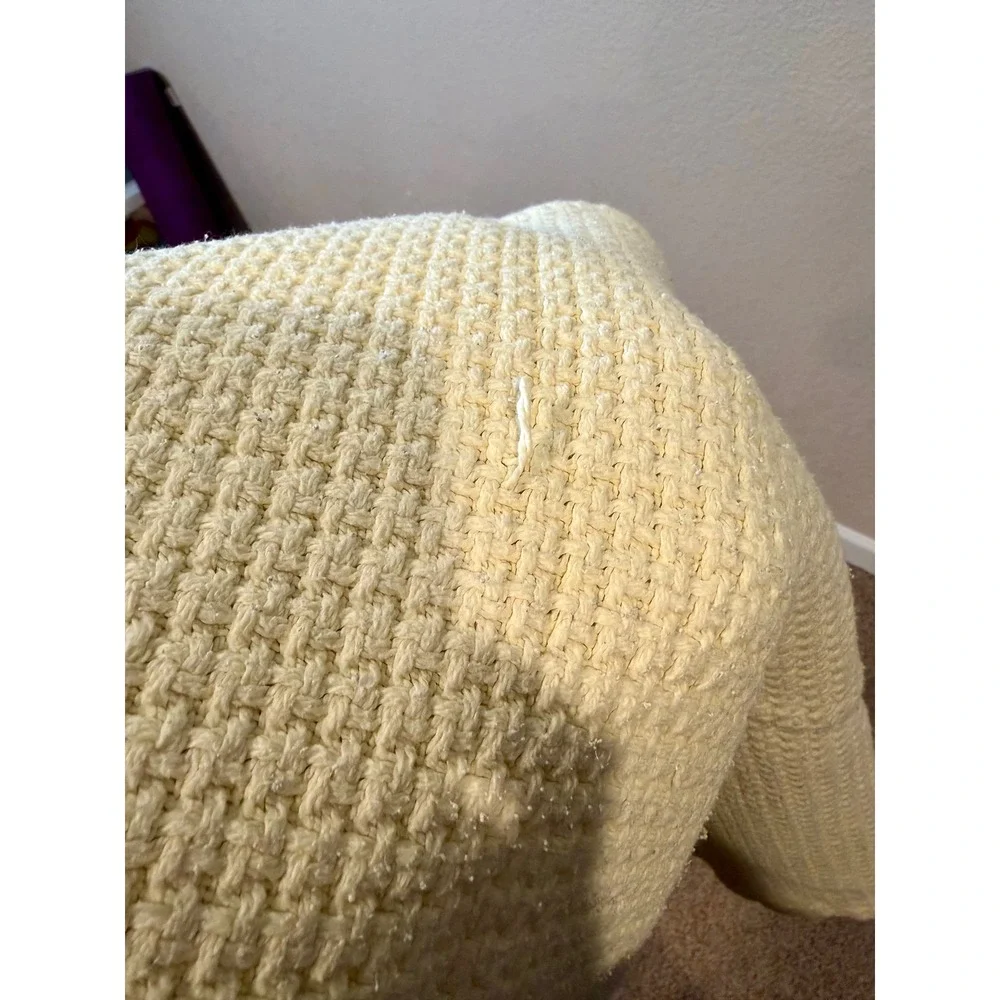 Pottery Barn Kids Waffle Weave‎ Blanket Pastel Yellow Cotton Nursery Throw